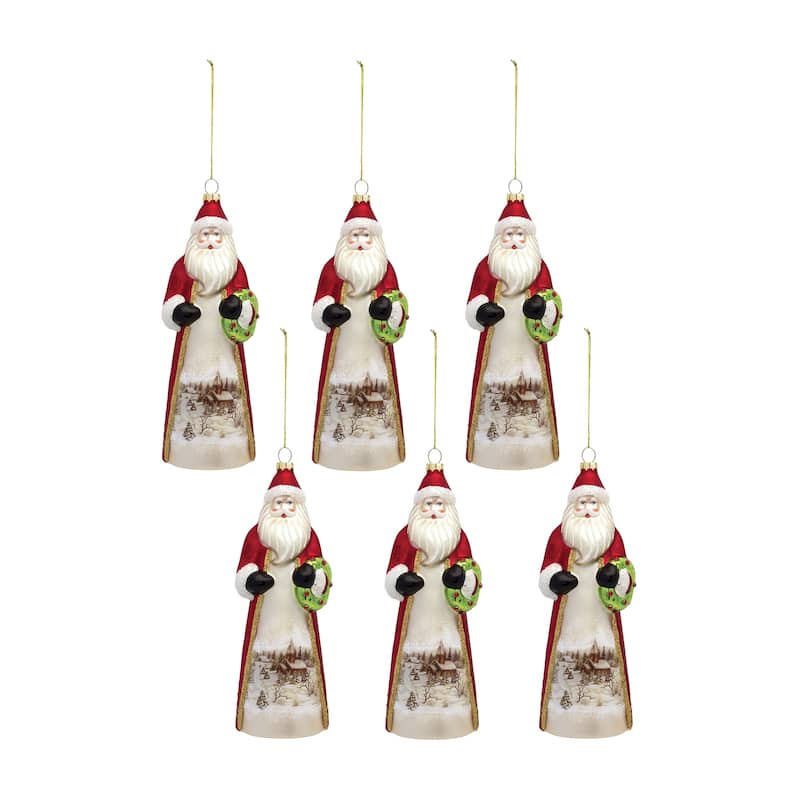 Santa Ornament (Set of 6) - Red