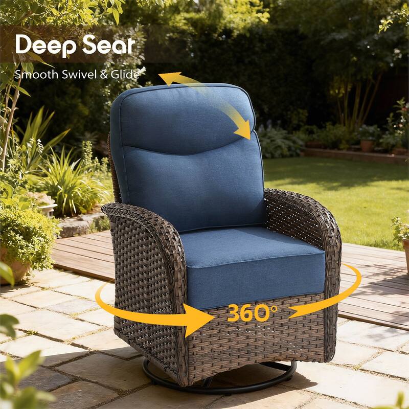 Luna 10-Piece Wicker Outdoor Patio Fire Pit Sofa Set with 6-Inch Thick Cushions