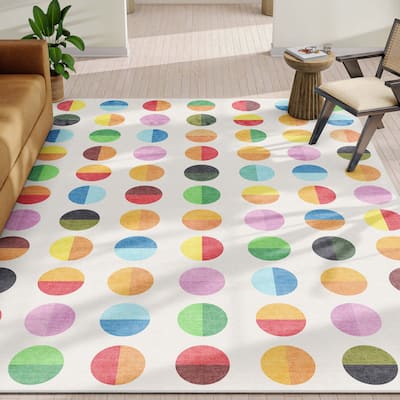 Well Woven Crayola Split Dot Modern Geometric Flat-Pile Multi Rug