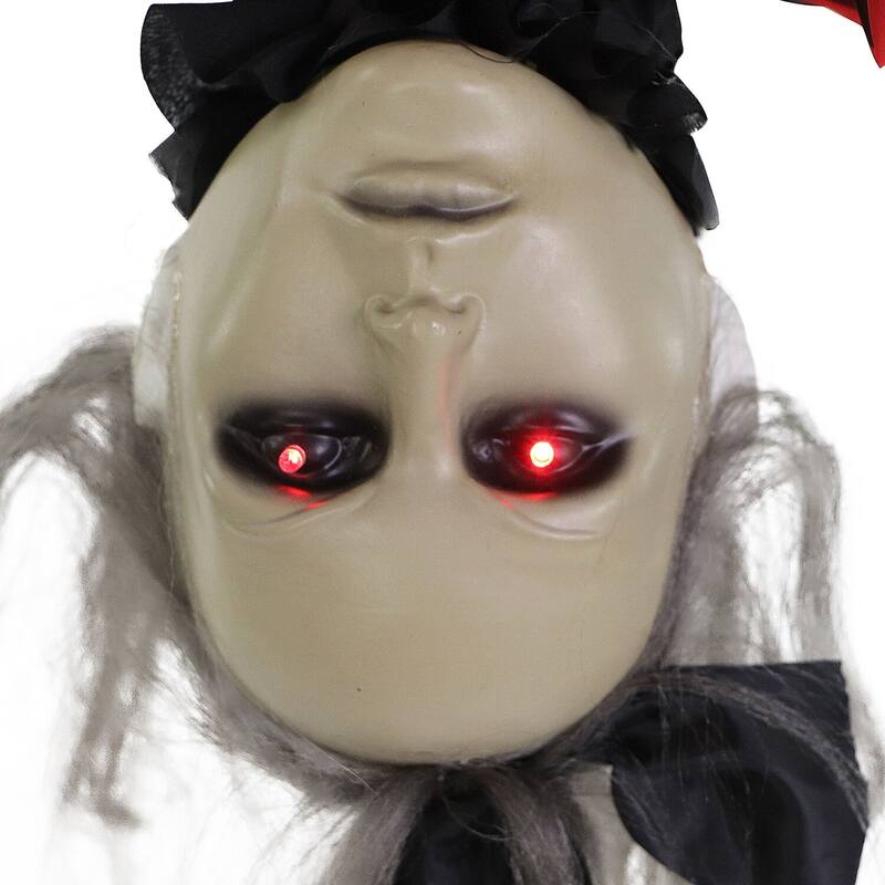 Haunted Hill Farm Drucilla the Animatronic Upside-Down Zombie Woman, Sound, and Light-Up Eyes for Halloween Decoration