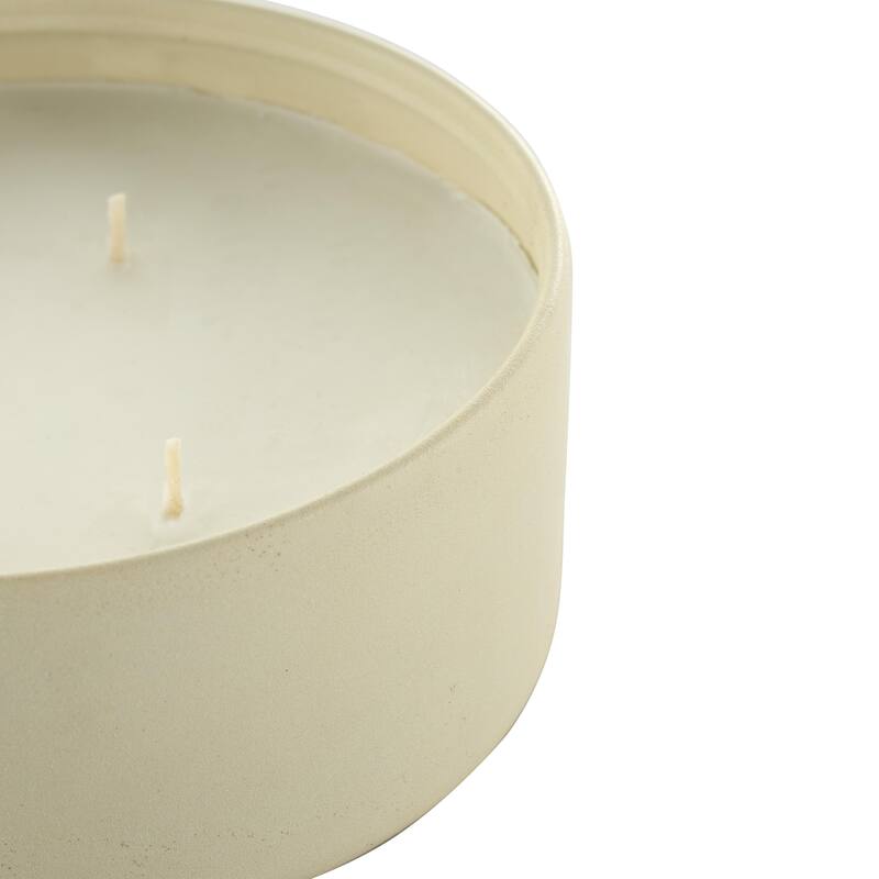Beige, Black or Cream Metal Scented Textured 22oz 3 Wick Decorative Candle with White Wax
