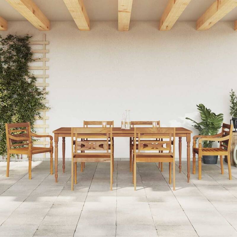 vidaXL Garden Dining Set Teak Wood Medium Seats Many - 39.4 x 78.7 x 29.5 - Brown - 39.4 x 78.7 x 29.5