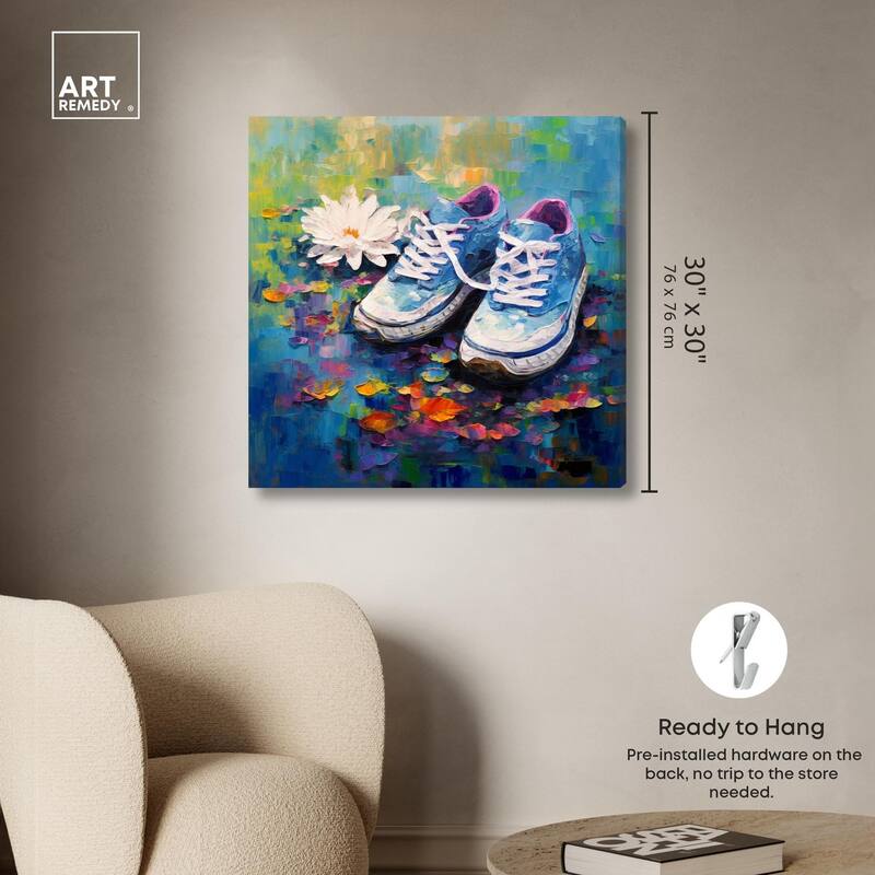 Lily Pad Sneakers Canvas by Art Remedy, Gallery Wrapped