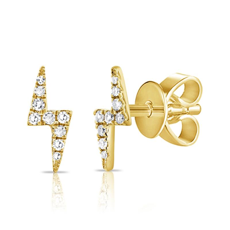 Joelle Collection Diamond Lightning Bolt Studs Earrings - 14K Gold 1/10ct TDW Electrifying Gift