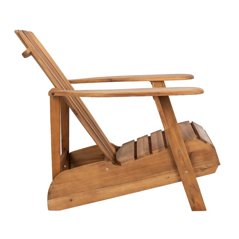 SAFAVIEH Outdoor Living Mopani Adirondack Natural Acacia Wood Chair - 33.5" W x 37.4" D x 32.7" H