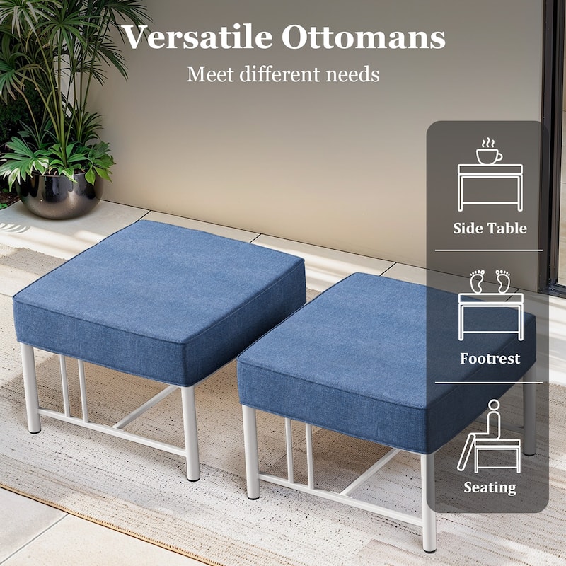 Pocassy 6PCS Sofa Patio Chair Ottoman with Table