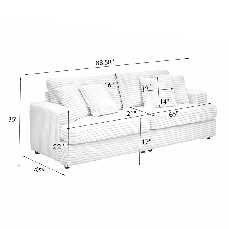 3-Seat corduroy Sofe With 4 Pillows