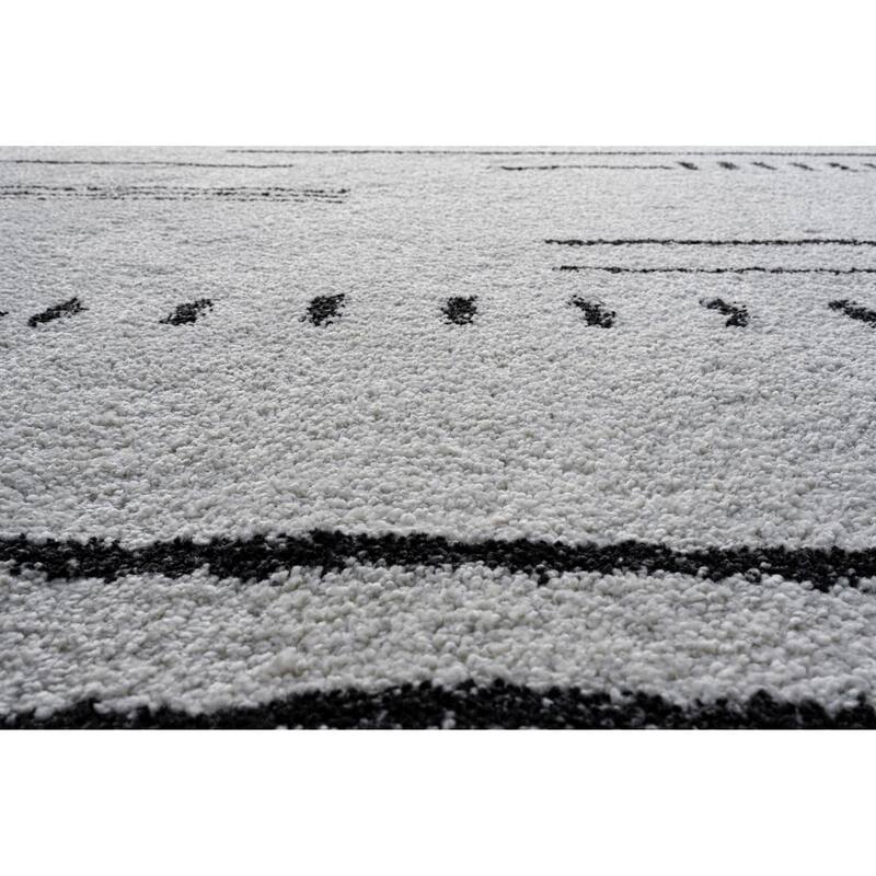 Kyrie Black, Charcoal, Ivory and White Polypropylene Area Rug - 6' x 9'