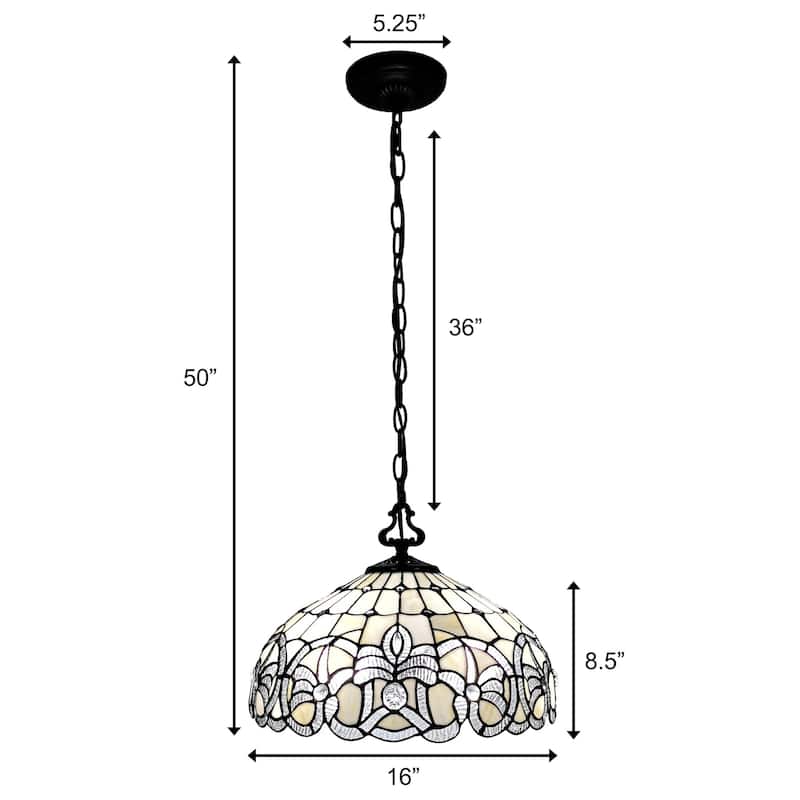 Tiffany Style White Hanging Lamp 16 Inches Wide AM294HL16B Amora Lighting