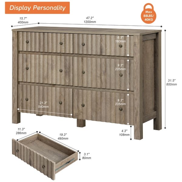 dimension image slide 1 of 5, WAMPAT White Dresser for Bedroom, Baby Dressers Wood Closet Storage Organizer Cabinet