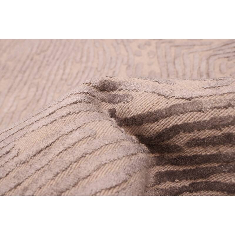 ECARPETGALLERY Hand Loomed Elysian Grey Viscose, Wool Rug - 6'8 x 9'11