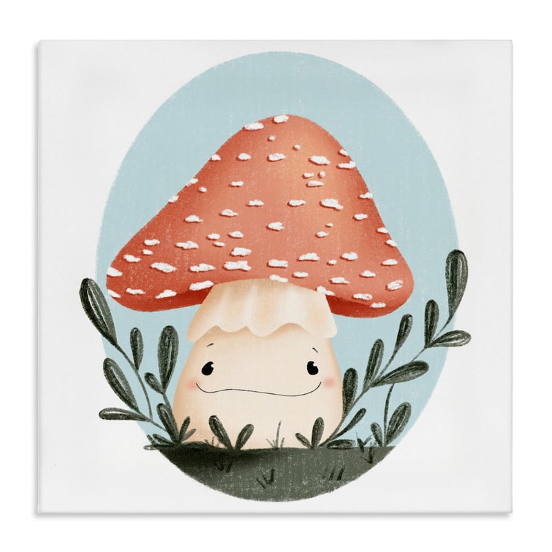 Stupell Smiling Mushroom In Nature Canvas Wall Art Design By Sarah Hickman - 24 x 24