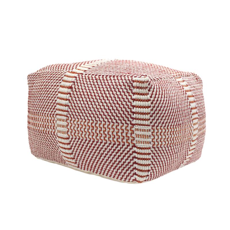 Morro Bay Hcrafted Water resistant Pouf,Comfortable choice, multiple functions, classic design, and cozy corners Red Multi