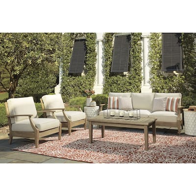 Signature Design by Ashley Clare View Beige 3-Piece Outdoor Package - 81"W x 35"D x 32"H