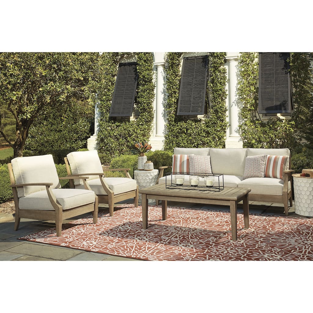 Signature Design by Ashley Clare View Beige 3-Piece Outdoor Package - 81"W x 35"D x 32"H