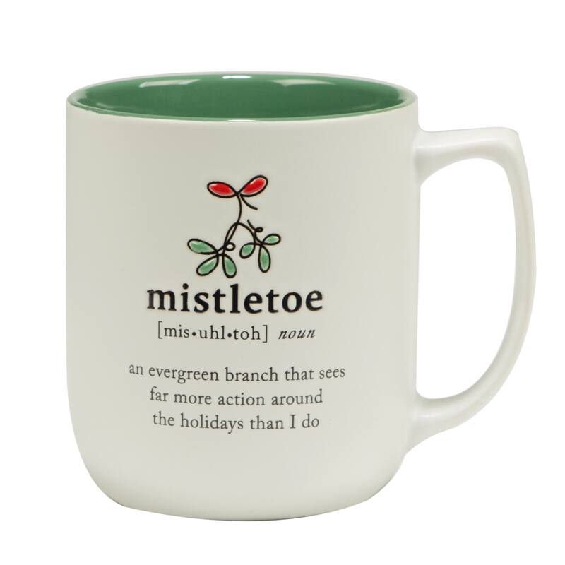 Certified International Christmas Fun Green Sayings 16 oz. Mugs, Set of 6 Assorted Designs