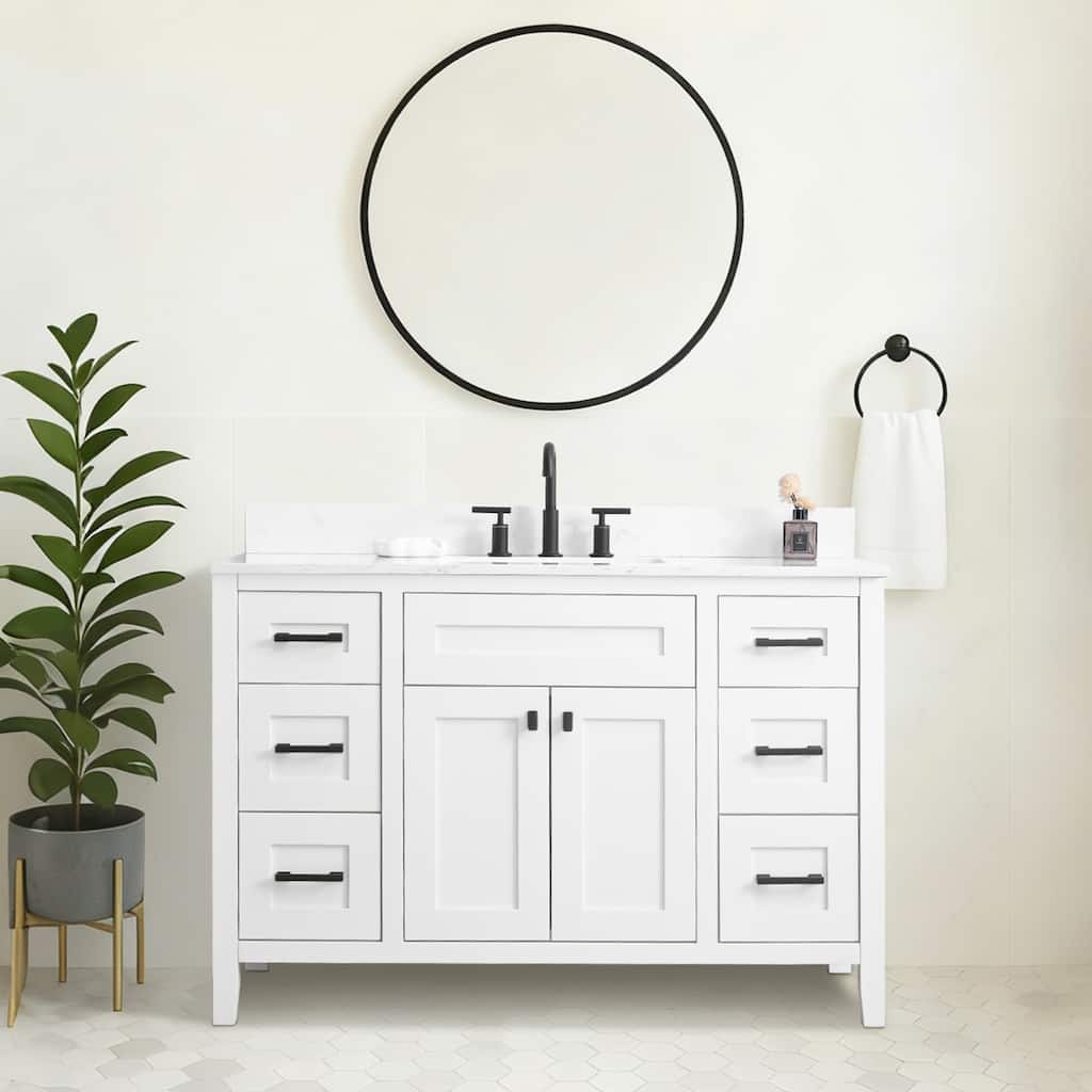 Nephelily 48 inch Bathoom Vanity With Quartz Top, Easy-to-Install