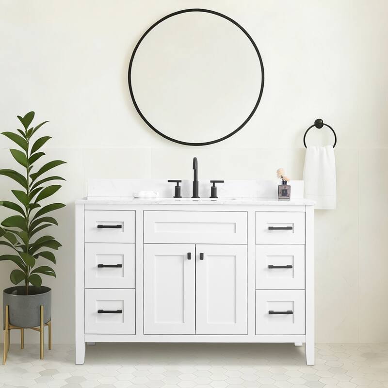 Nephelily 48 inch Bathoom Vanity With Quartz Top, Easy-to-Install