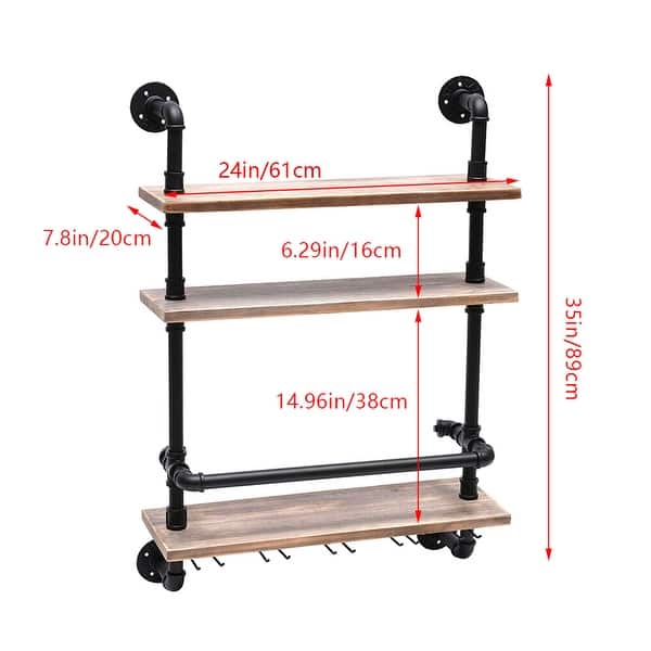 Industrial Pipe Wine Rack Rustic Wall Mounted Shelf Bed Bath & Beyond