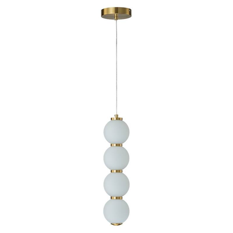Modern Matte Glass Globe String Dimmable LED Pendant - Brass