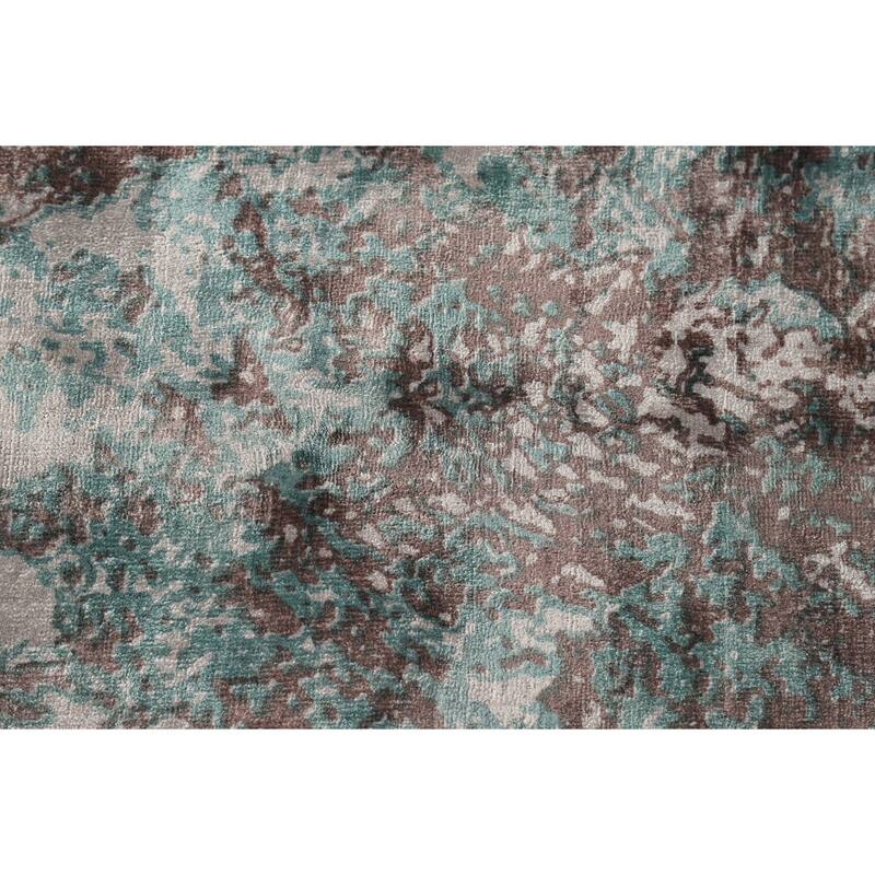 Contemporary Abstract Indian Area Rug Handmade Bedroom Wool Carpet - 8'3"x 9'10"