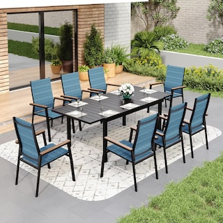 MAISON ARTS 7 / 9- Piece Outdoor Patio Dining Set, 1 Expandable Metal Table & 6 / 8 Textilene Chairs