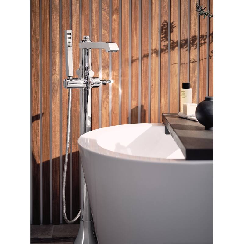 Moen Flara Floor Mounted Tub Filler with Built-In Diverter - Includes