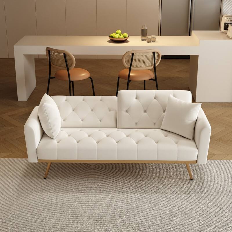 Sofa Bed 68.3" Velvet Tufted Back Convertible Sofa
