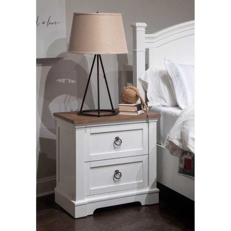 Magnussen Home Kingston Whisper White and Cerused Nutmeg Drawer Nightstand - 2-drawer