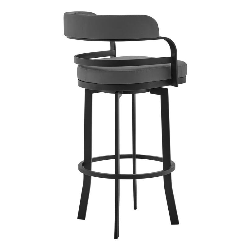 Prinz Swivel Bar or Counter Stool in Faux Leather and Metal