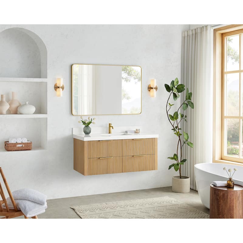 Barcelona Floating Bath Vanity with Quartz Stone Top without Mirror