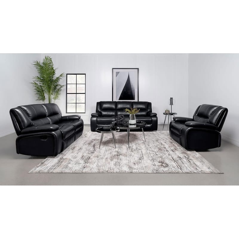 Elodie 3-Piece Reclining Sofa Set - Black