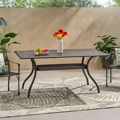 Phoenix Traditional Outdoor Aluminum Rectangular Dining Table by Christopher Knight Home - 67.00" W x 37.50" D x 30.25" H