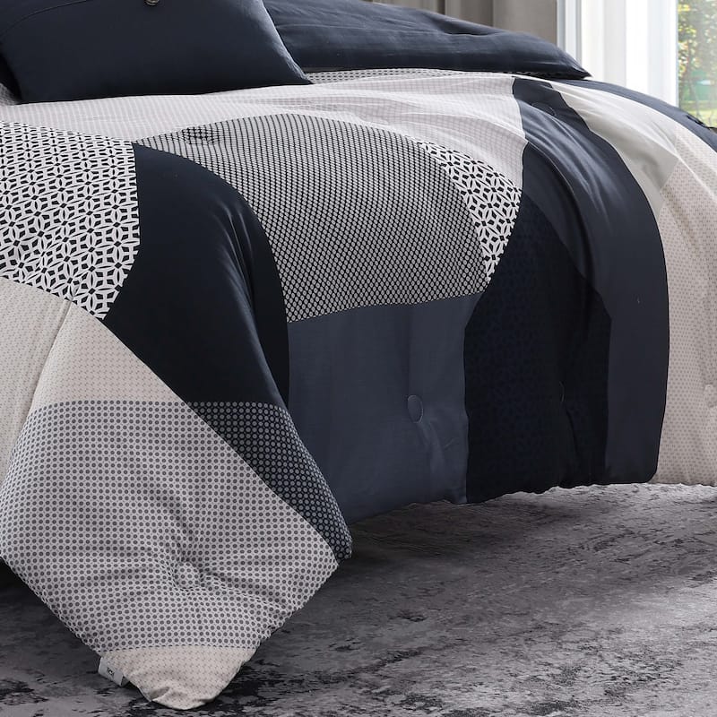 Bebejan Geo Fusion 200 Thread Count 100% Cotton Sateen 5 Piece Reversible Comforter Set