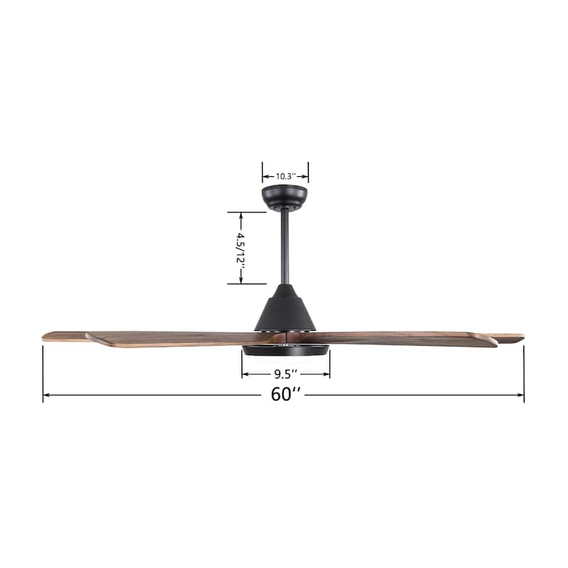 MLiAN Wood Blade LED Ceiling Fan Remote Control 6-Speed DC - 60''