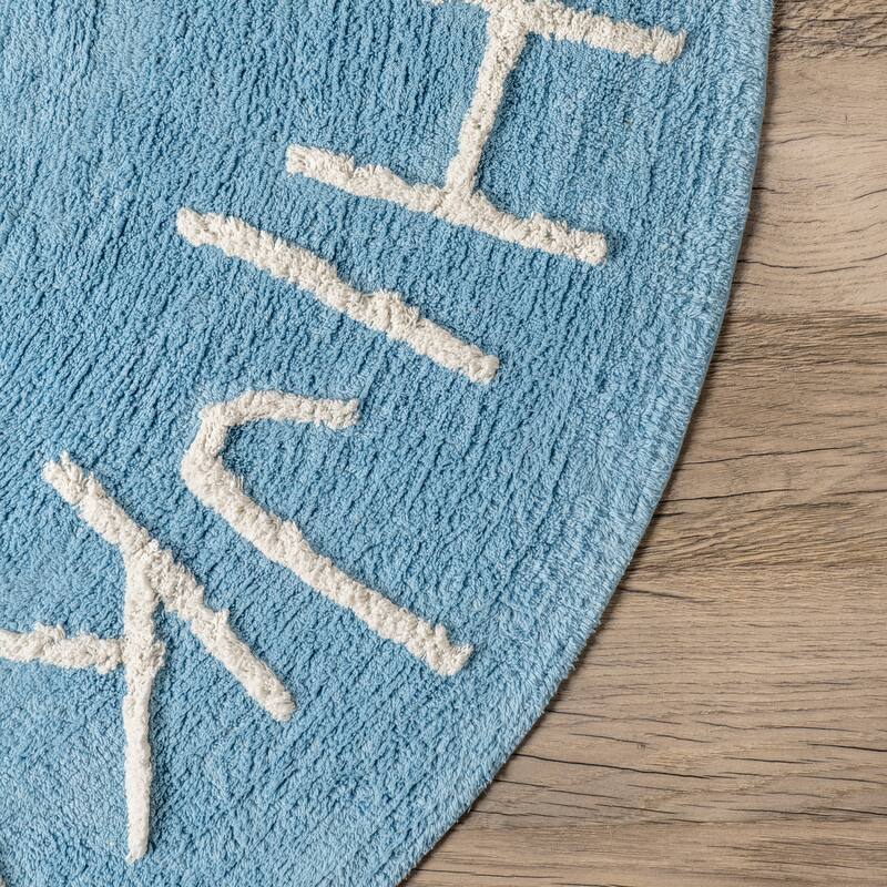 Nuloom Alphabet SpinClean Washable Round Rug