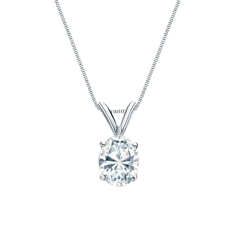 Auriya 18k Gold 0.75ctw Oval Solitaire Lab Grown Diamond Necklace 4-Prong Basket (H-I VS) - 0.75 - White