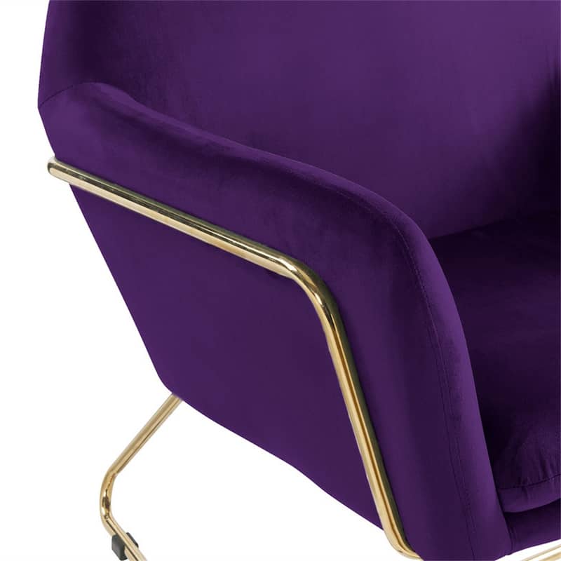 Velvet Accent Chair with Metal Base