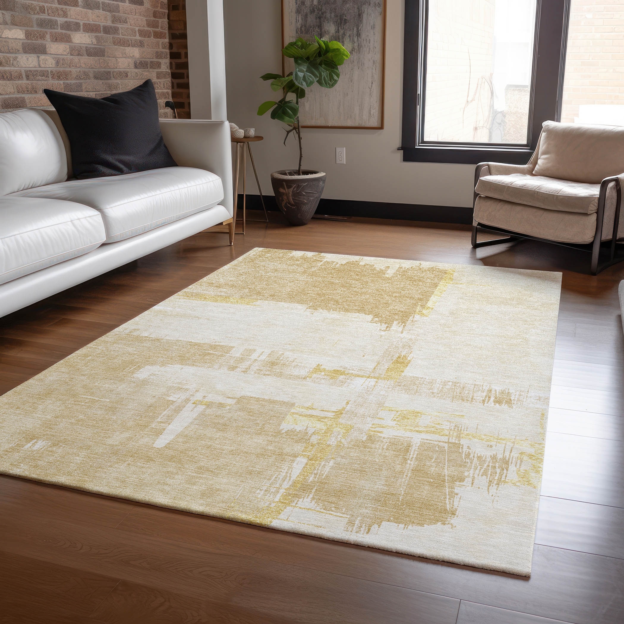 Machine Washable Indoor/ Outdoor Chantille Abstract Modern Rug