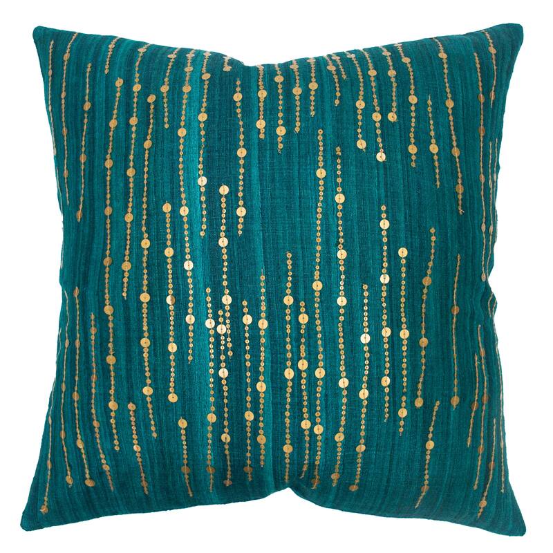 Jiti Indoor Sequined Waterfall Patterned Silk Accent Square Throw Pillows 20 x 20