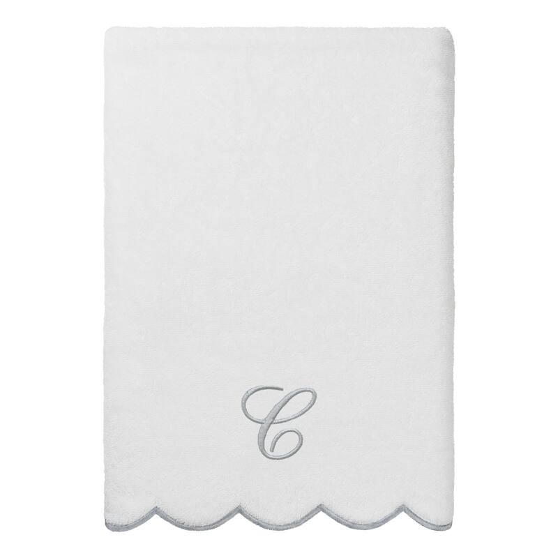 Authentic Hotel and Spa 100% Turkish Cotton Grey ADORNIA Scallop Personalized 3 Piece Towel Set - 3 Piece Set