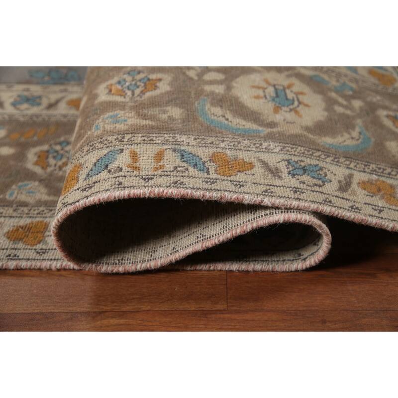 Hand Knotted Oriental 100% Wool Carpet Traditional Medallion Greys & Charcoal Tabriz Area Rug - 12' 8'' X 9' 6''