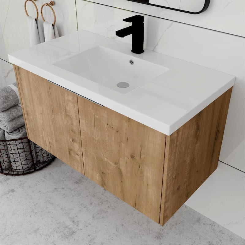 Bathroom Vanity With Sink In 24/30/36 Inch, Floating Bathroom Vanity With Soft Close Door