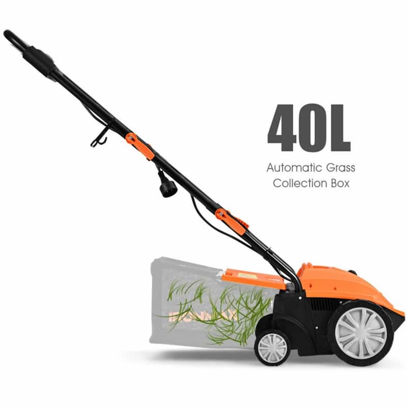 12-AMP Corded Electric Scarifier & Dethatcher 13" Cutting Width with 40L Grass Collection Bag - 40" x 20" x 40"