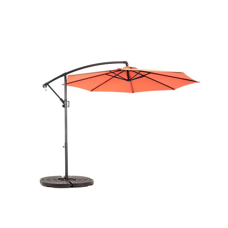 Hanging Patio Umbrella Polyester Parasol with Tilt Adjustment 8 Ribs, for Backyard Poolside - (Dark Green)
