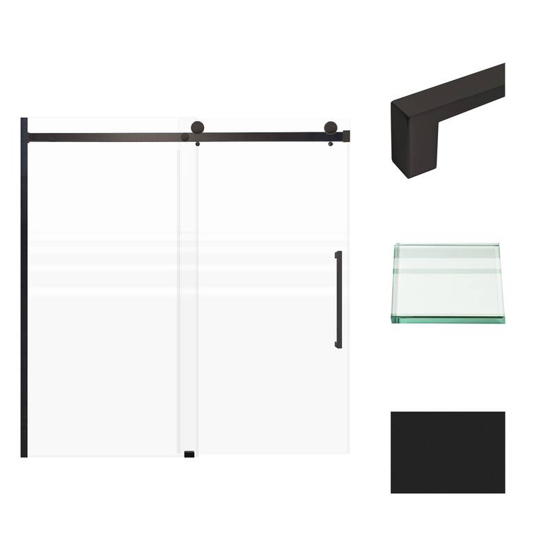 Transolid MBDT606008FR-S 60" High x 60" Wide Bypass Frameless Shower - Matte Black