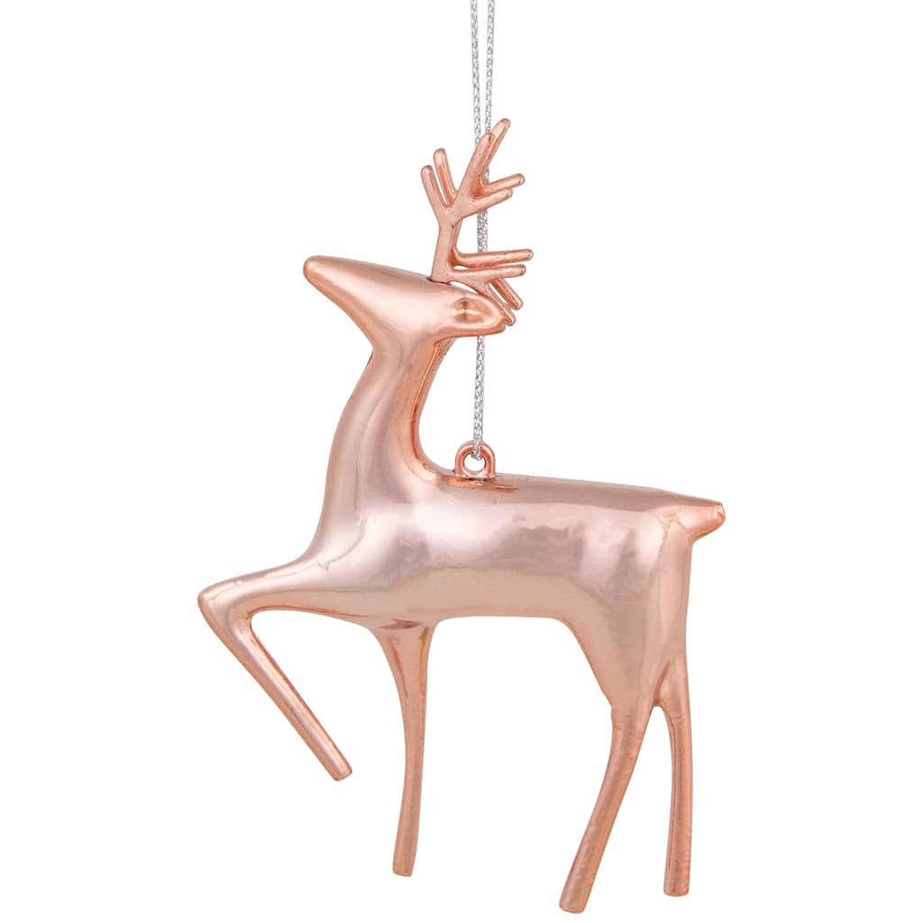 Shiny Reindeer Christmas Ornament - 4.75" - Rose Gold