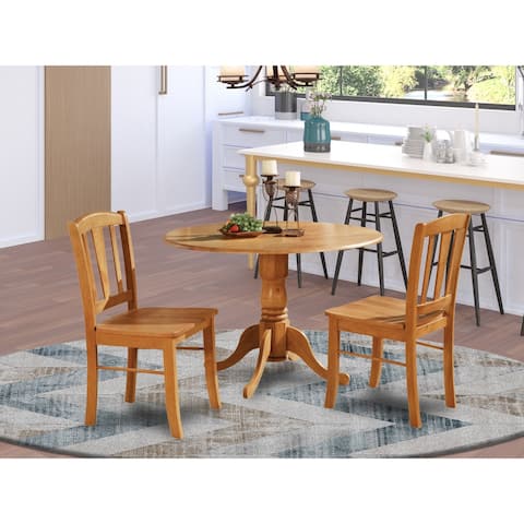 3 Pc Kitchen Table set Included 1 Kitchen Dining nook and 2 dinette Chairs - Oak Finsih