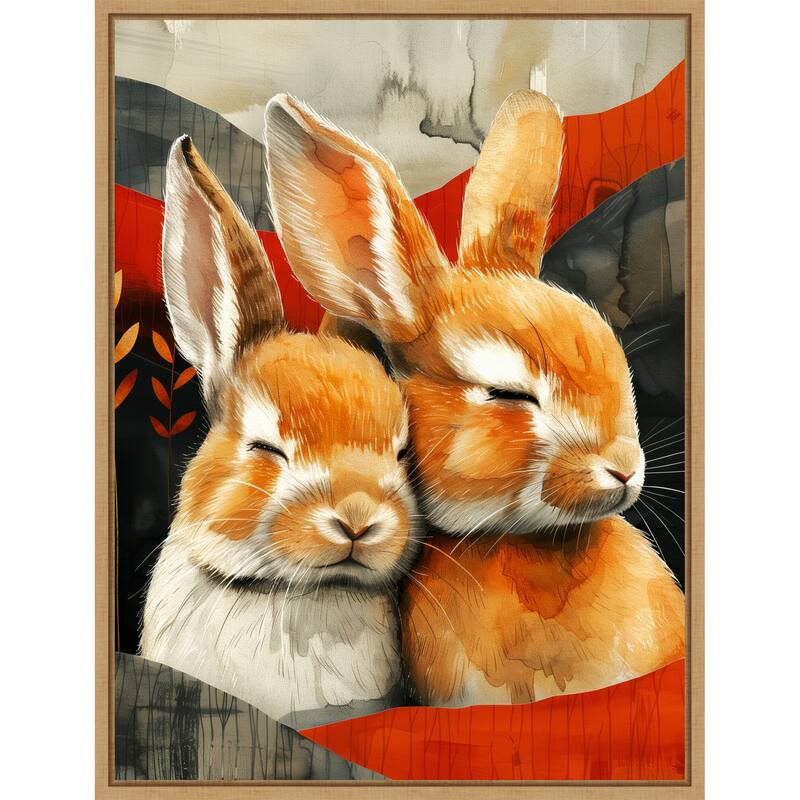 Sleepy Bunny Abstract by Justyna Jaszke Framed Canvas Wall Art