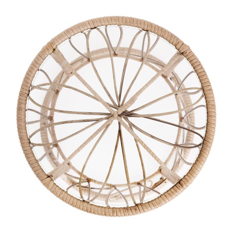 Indoor/Outdoor Rattan Rope Bistro Set, Glass Top Table & Cushions